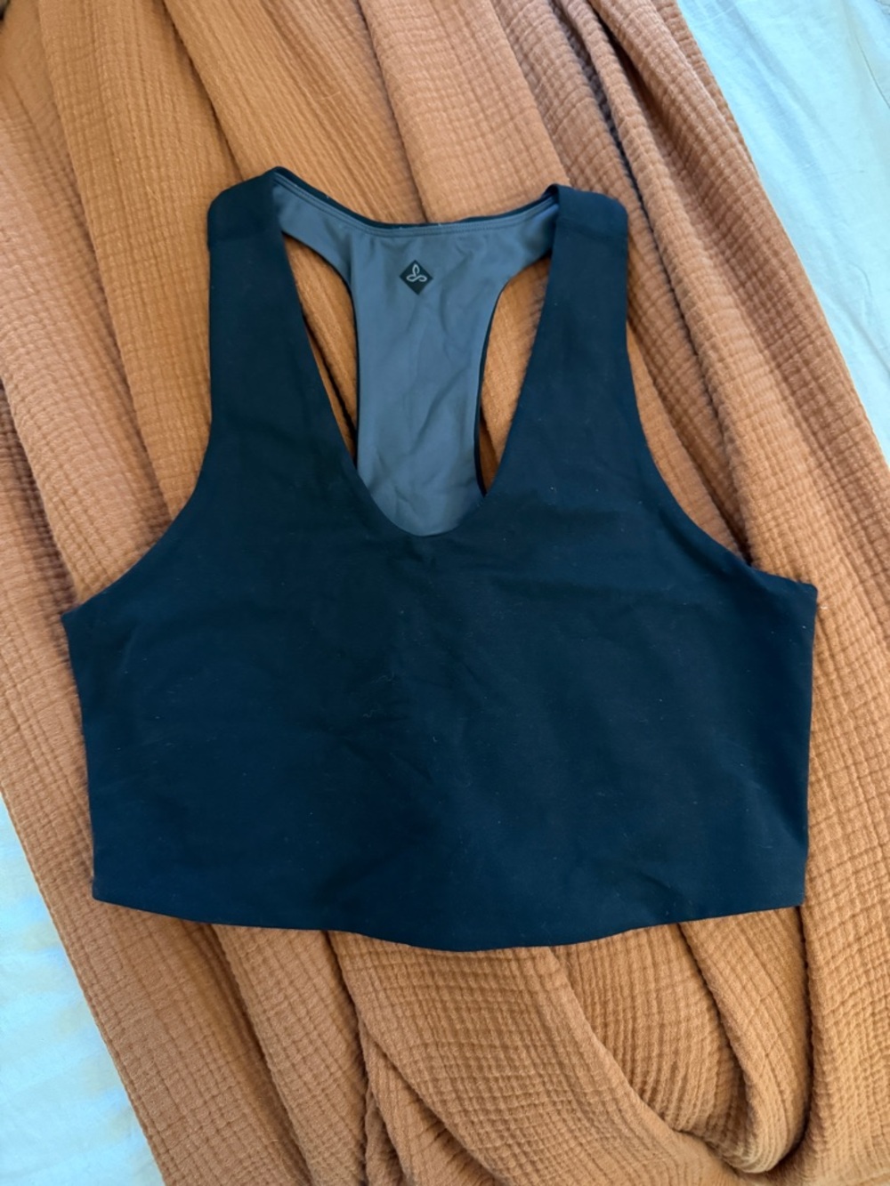 Prana Black Racerback Crop Bra Top